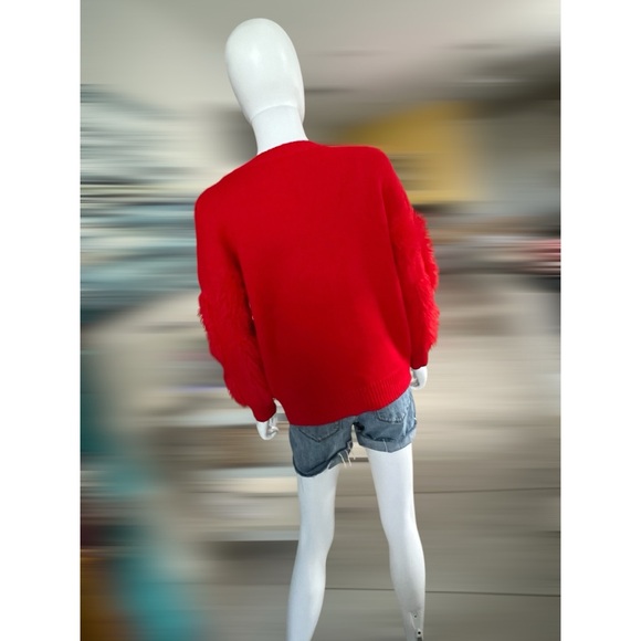 Red Christmas cardigan with stuffed accents sz Medium - Picture 6 of 11